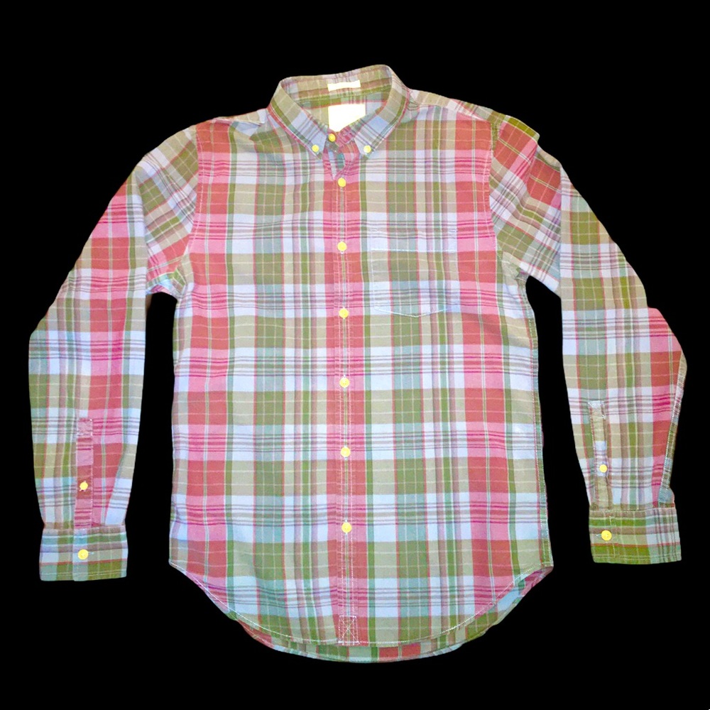 (S) Lucky Brand Fitted Purple/Blue Checkerboard Western Snap Button Down
